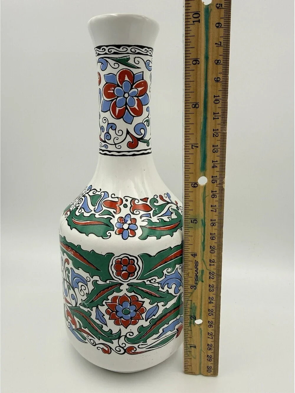 Vintage Metaxa Bottle Decanter Handmade Decorative Floral White Porcelain Greece
